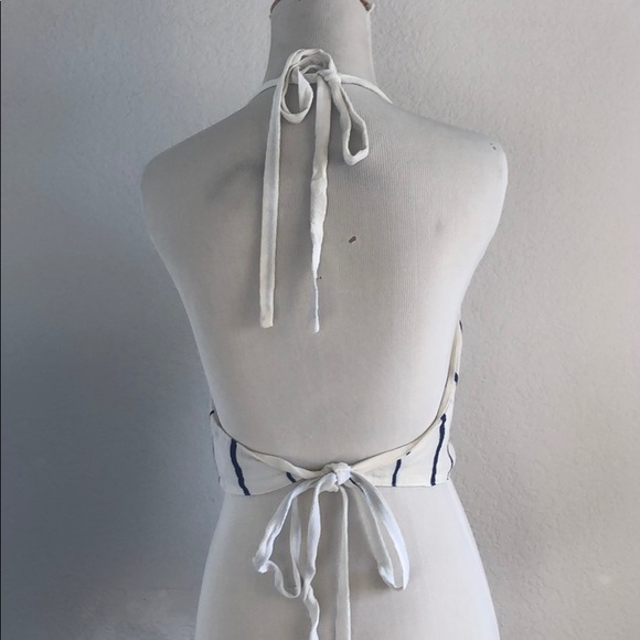 Tobi - White and Navy Stripe Halter Top - Picture 3 of 4